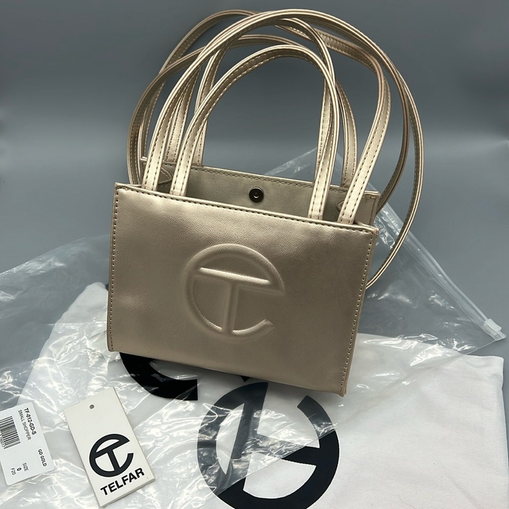 Telfar Small Gold Shopping Bag